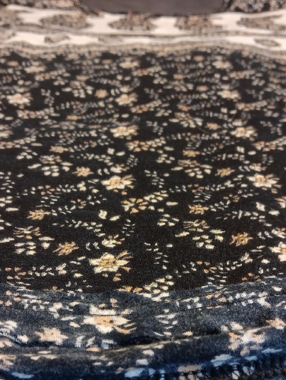 Free People Navy Paisley Border Print Short Sleeve Blouse - Picture 13 of 13